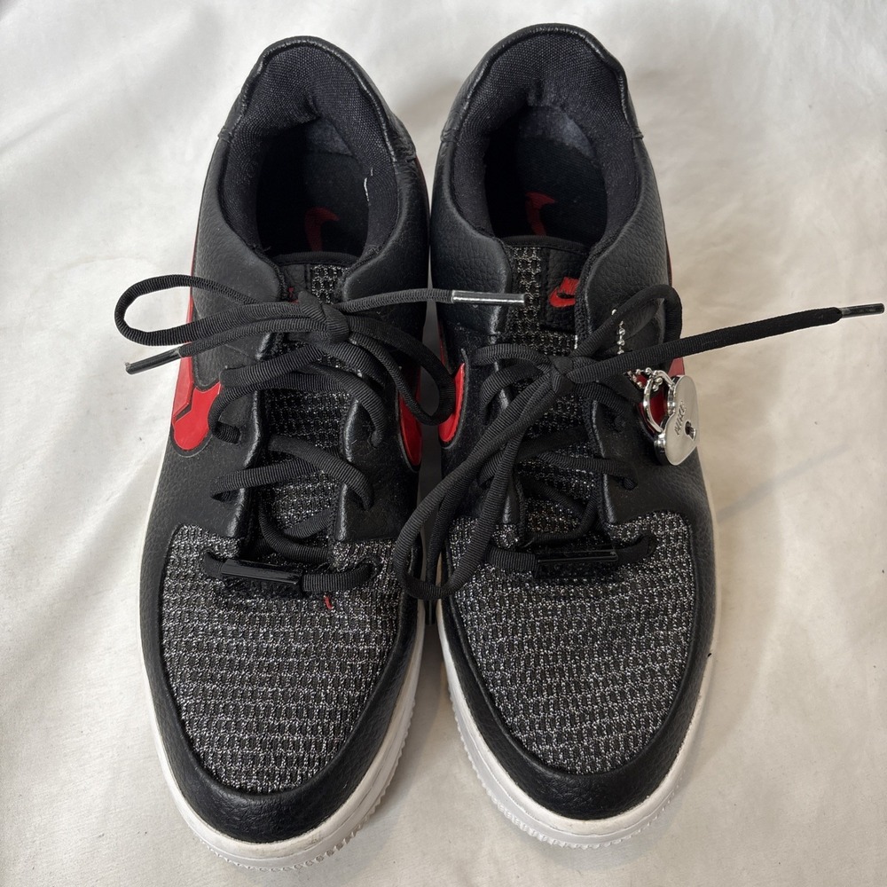 Nike Air Force 1 Sage Low Valentines Womens 8 Black Red CU4759-001 Shoes - Picture 5 of 10